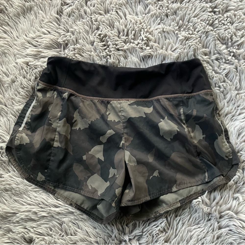 Athleta- Medium- Camo Shorts Green Liner Running